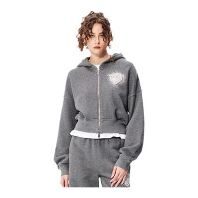 Ed Hardy埃德哈迪冬季新款珠片米珠绣花标烫钻女士拉链衫卫衣