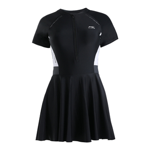 李宁女士泳衣2026新款高级游泳衣保守大码微胖遮肉连身显瘦泡温泉