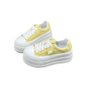 厚底增高6cm轻便小白鞋女2026春季新款真皮百搭圆头系带休闲板鞋