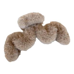 大号毛绒发夹女2025年新款发量多鲨鱼夹高级感后脑勺毛毛抓夹发饰