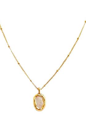 一枝橘 简约贝母彩金项链女夏季百搭耳环设计轻奢小众锁骨链颈链