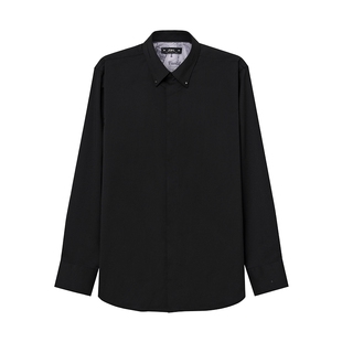 JDV男装春秋新品商场同款黑色基础款长袖衬衫正装上衣WIF4302