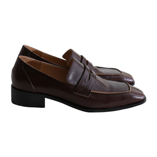 莲花府邸粗跟里外全皮单鞋社交通勤风四季工作鞋方头乐福鞋女鞋子