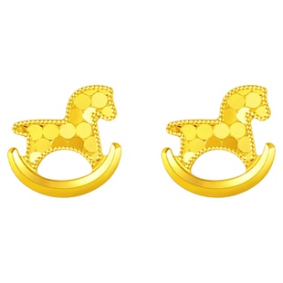 碎碎冰木马耳钉 女18K金纯银鱼鳞蜂巢摇摇马生肖马年本命年礼物潮