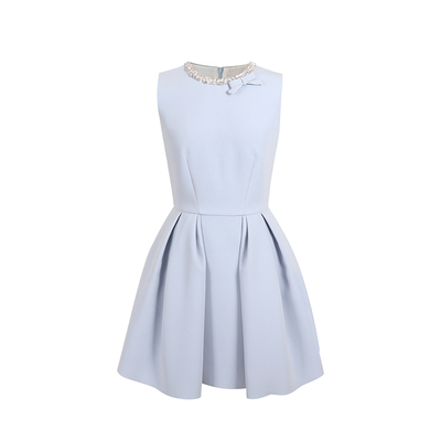 气质千金钉珠蝴蝶结背心连衣裙