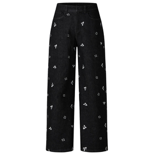 HERLIAN 2025秋冬新品刺绣直筒牛仔裤