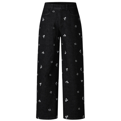 HERLIAN 2025秋冬新品刺绣直筒牛仔裤