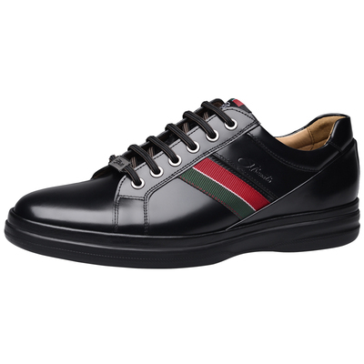 宾度潮流亮面轻便软底黑色休闲鞋