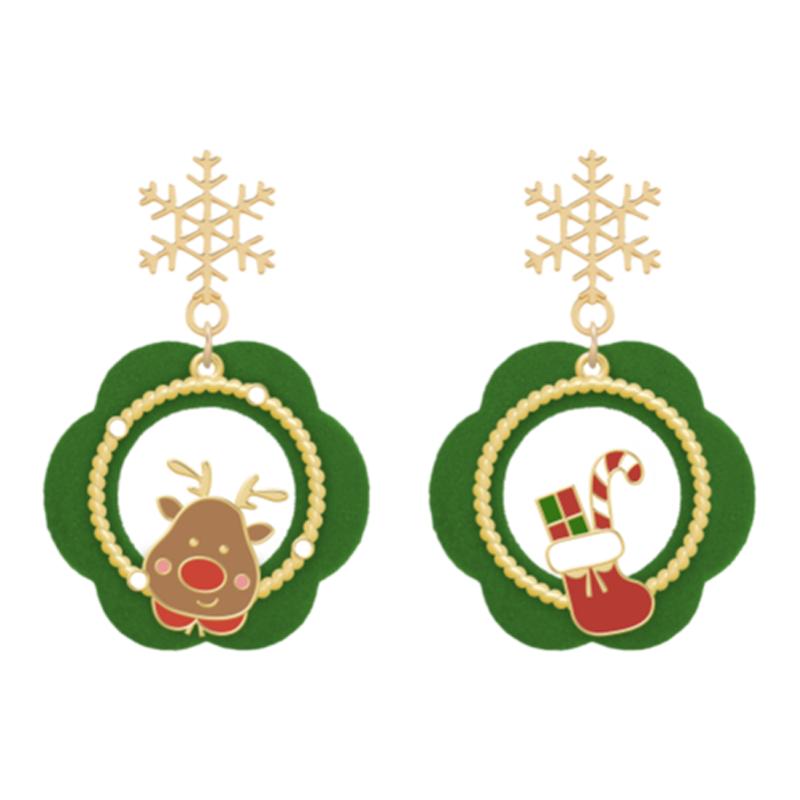下雪圣诞树圣诞节礼物红色耳环可爱少女心节日感耳钉耳夹耳饰