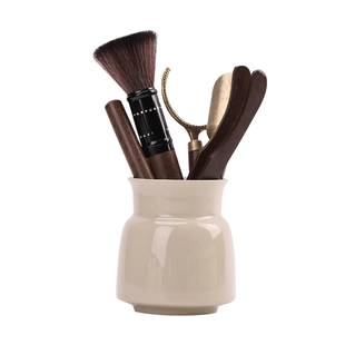 复古草木灰陶瓷茶道六君子套装黑檀木茶道杯夹茶杯垫功夫茶具配件