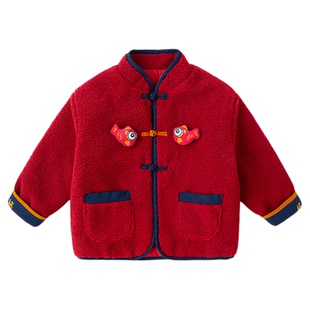 嘟嘟家儿童外套男童冬季喜庆童装女童新年衣服宝宝上衣冬装红色潮