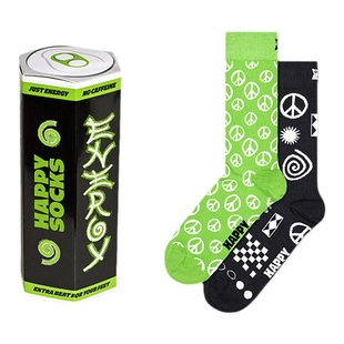 Happy Socks个性袜子女男袜秋季款能量之源中筒袜长筒袜2双装礼盒