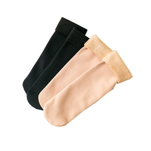 特厚加绒雪地袜加厚女秋冬季保暖袜中筒肉肤色月子地板袜男棉袜子