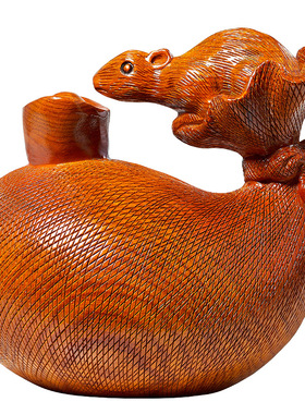 花梨木老鼠摆件吉祥物客厅