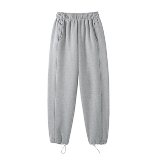 YANGLE_2025冬季新款卫裤女抓绒加厚直筒束脚宽松慵懒加绒休闲裤