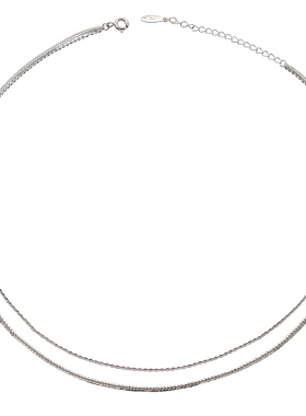 鹿尔意大利进口丝滑双层纯银项链