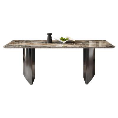 威尼斯棕大理石餐桌椅