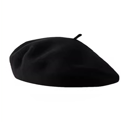赵露思同款黑色毛呢贝雷帽