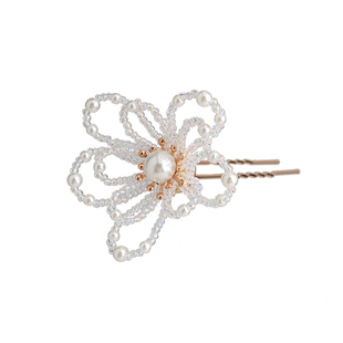 盘发簪子u型发簪简约现代珍珠花朵小众发钗高级感古风丸子头头饰