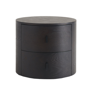 意式极简床头柜圆形复古烟熏黑色大小户型储物卧室简约主卧XS新舍