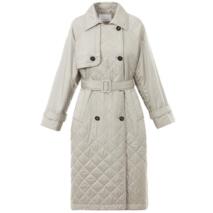 【羊绒填充】LANCY/朗姿2024冬新款轻薄中长款气质时尚风衣式棉服