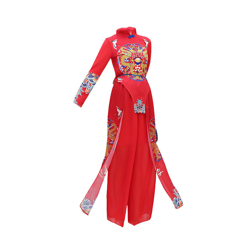 锣鼓队打鼓服新款秧歌服红色走秀