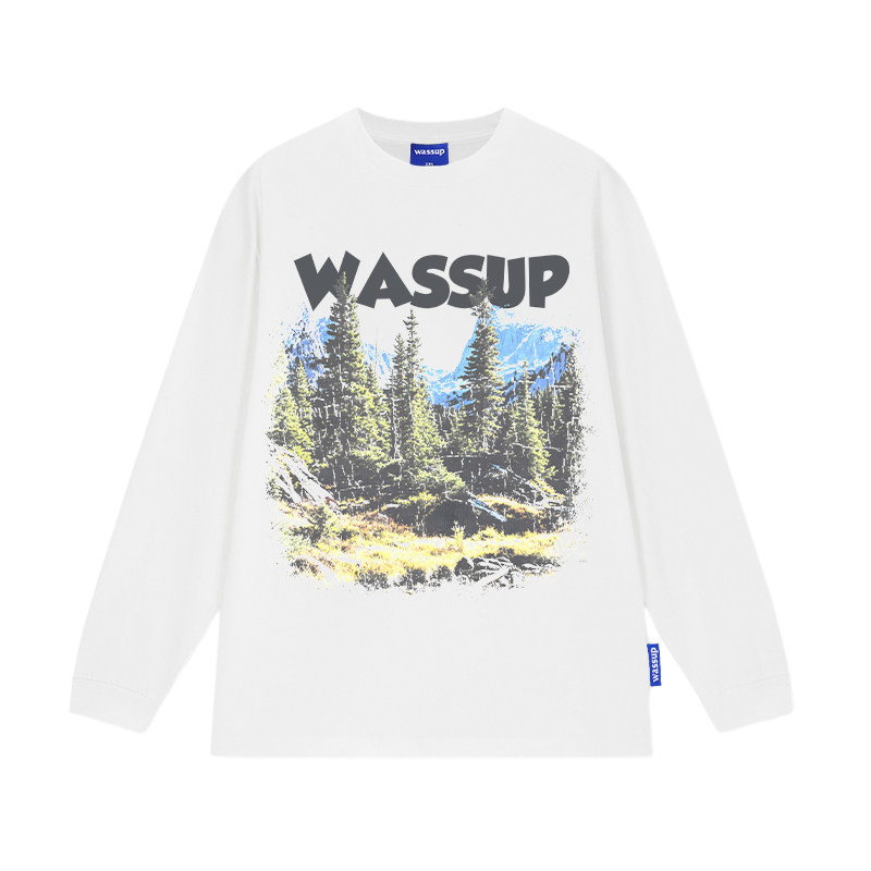 WASSUP美式复古丛林长袖T恤男女2