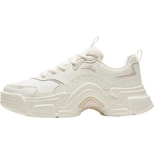 安踏兔子鞋女鞋老爹鞋女款运动鞋革面防水新款跑步鞋轻便官方鞋子