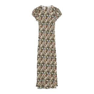 【现货】About Reformation法式复古泡泡袖碎花连衣裙收腰旗袍