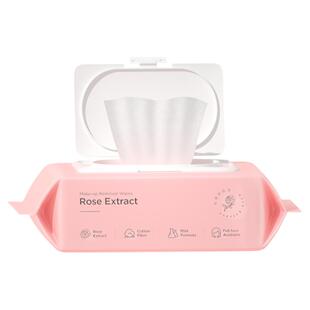 玫瑰卸妆湿纸巾眼唇脸三合一抽取式清洁棉片卸妆巾正品官方旗舰店
