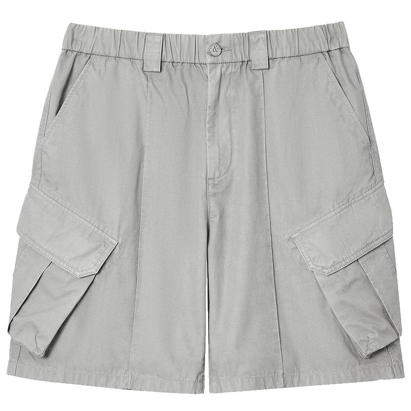 杰克琼斯男装夏季新款工装口袋高级感休闲宽松松紧直筒牛仔短裤子