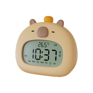 卡皮巴拉夜灯小闹钟学生专用起床神器电子时钟儿童学习自律计时器