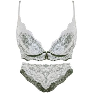 法式性感蕾丝套装胸罩内衣女无钢圈聚拢调整型收副乳小胸文胸新款