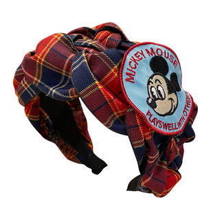 米奇宽边格子编织发箍女款高级感洋气时尚高颅顶发卡洗脸压发头箍