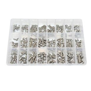 自攻螺丝套装大全 304不锈钢彩锌沉头圆头木螺丝钉膨胀管胶塞盒装