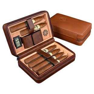 便携式雪茄保湿盒雪松木旅行包大容量雪茄烟盒套装工具盒
