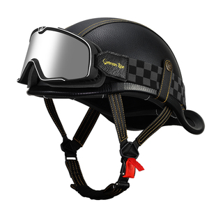 复古轻便巡航头盔半盔瓢盔翘尾适用于摩托车电动机车半盔皮盔夏季