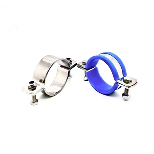 304不锈钢平板加厚管夹圆钢杆管夹管托架内外螺纹固定卡扣管抱箍