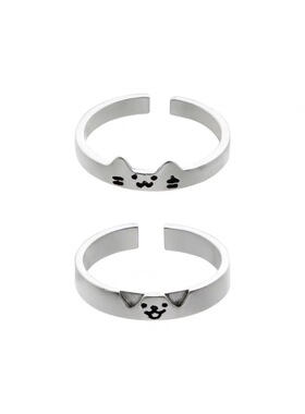 戒指小猫和小狗可情侣对戒叠加可爱送女友指环简约
