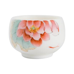 容山堂固德中国白手绘茶杯陶瓷品茗杯德化白瓷主人杯个人杯单杯