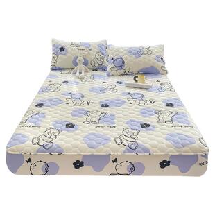 全棉夹棉防水床笠儿童隔尿垫床罩1.35米2纯棉透气床垫套150x190cm