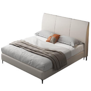 意式极简轻奢中厚头层皮钢木骨架可储物全松木框架真皮床尺寸定制