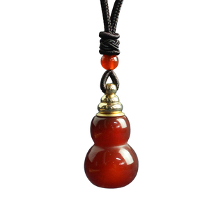 天然红玛瑙葫芦空心可打开装符朱砂药丸精油空心瓶楞严咒吊坠挂件