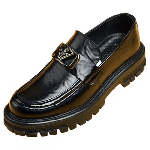 夏乐福鞋男款皮鞋2026新款年轻人透气工作一脚蹬鞋子男鞋商务休闲