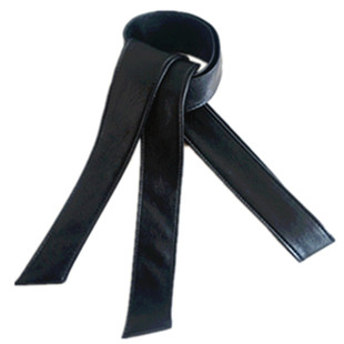 柔软绵羊皮宽腰带女蝴蝶结装饰皮草大衣风衣软头层皮带连衣裙百搭