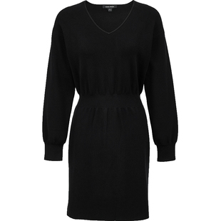 Vero Moda连衣裙2025秋季新款V领纯色收腰显瘦针织裙325346014