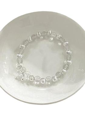 蝴蝶结白水晶手链s925纯银韩版