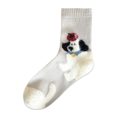 卡通可爱毛绒袜子女学院风秋冬款