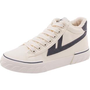 回力加绒帆布鞋男鞋高帮2025新款秋冬季情侣保暖运动板鞋男士棉鞋