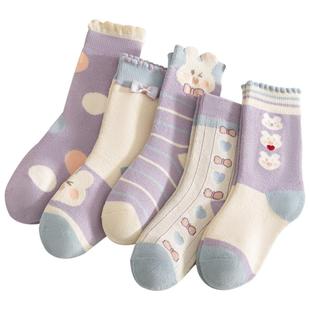 女童袜子秋冬款加厚加绒儿童毛圈袜纯棉宝宝棉袜女宝冬季保暖童袜